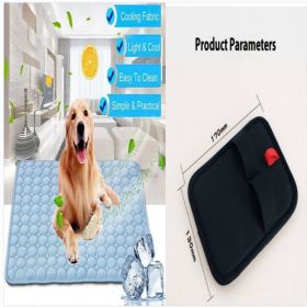 Pet Dog Cat Ice Silk Cold Nest Pad For Cooling In Summer (Option: Blue set-63x50cm)
